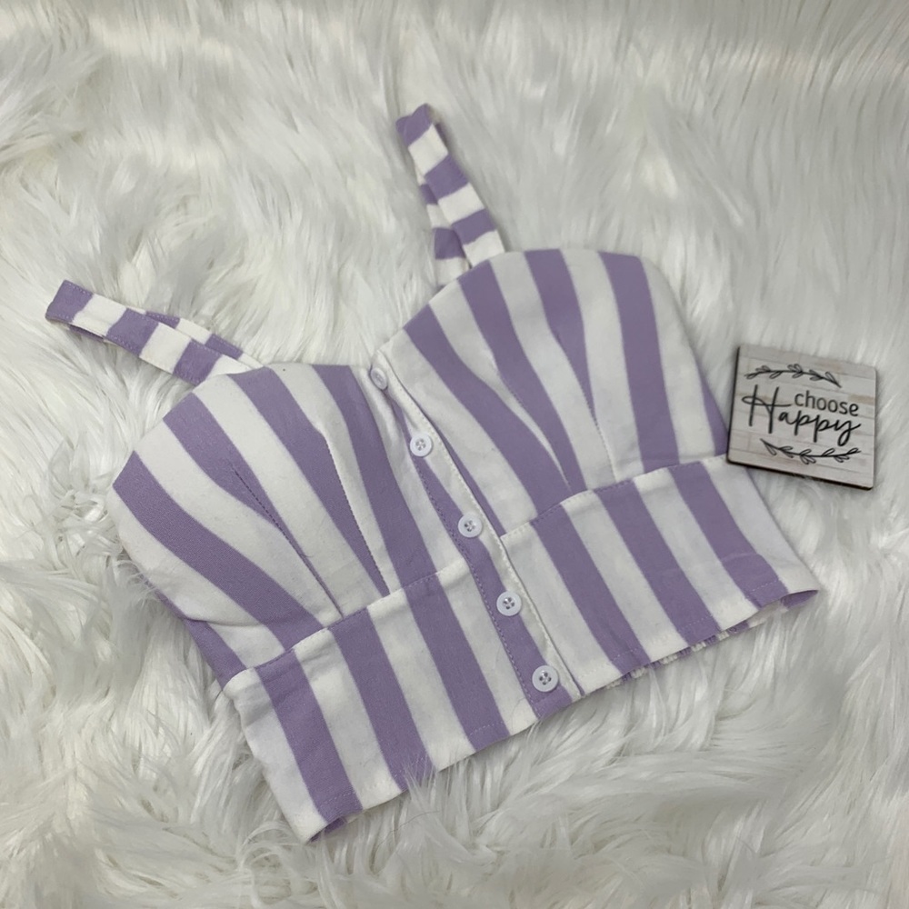 Lavender & White Stripe Crop Top